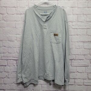 Walls Workwear Long Sleeve Shirt Mens XXL Gray Pocket Casual Stretch Comfort